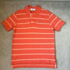Southern Tide Men’s Polo Shirt Short Sleeves Orange Stripes Medium Golf